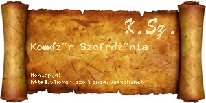 Komár Szofrónia névjegykártya